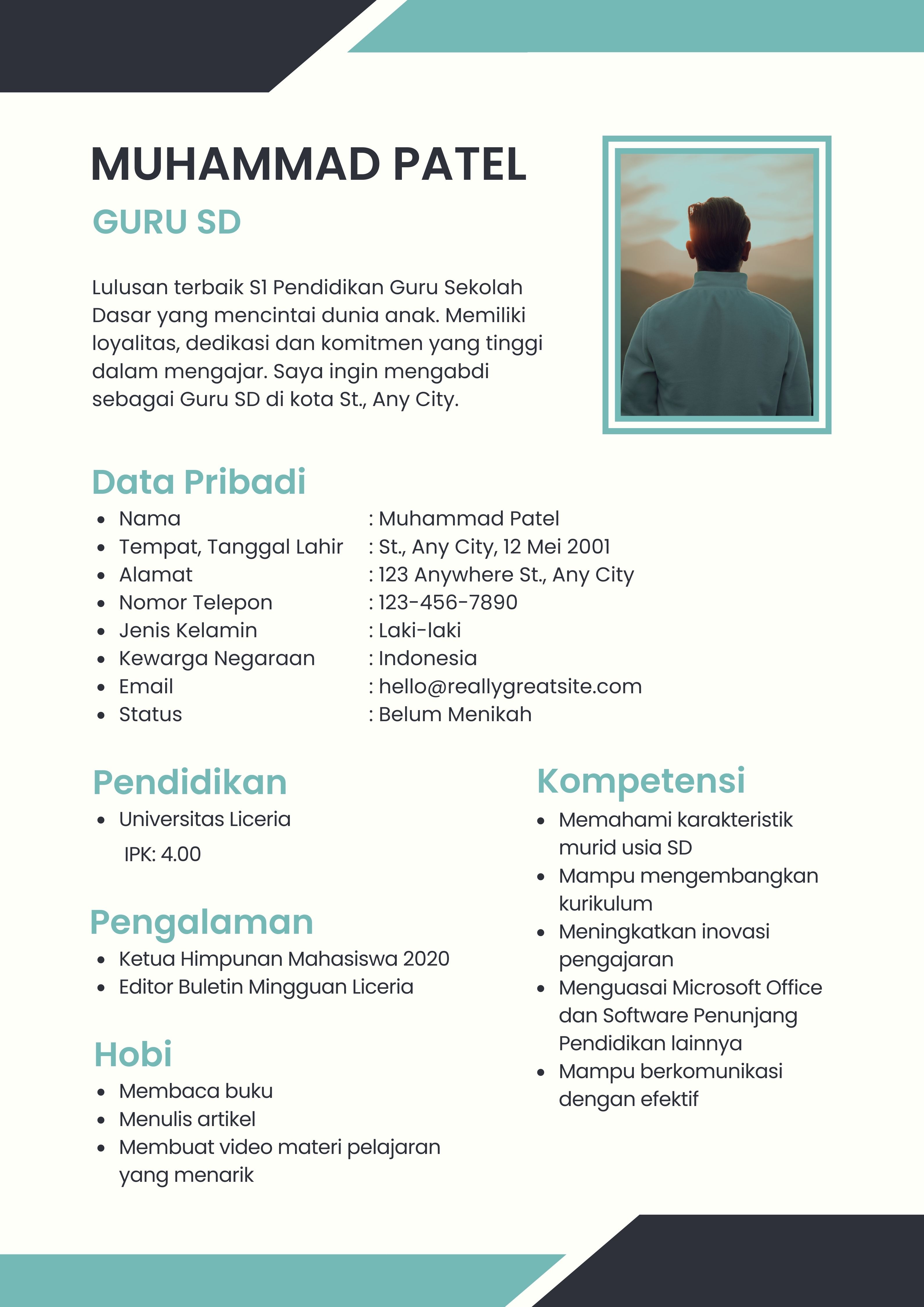 Template CV Keren Guru SD