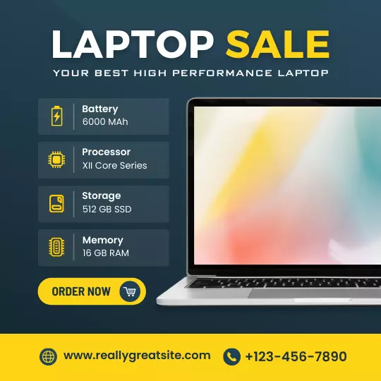 Template Feed Instagram Laptop Sale Biru & Kuning